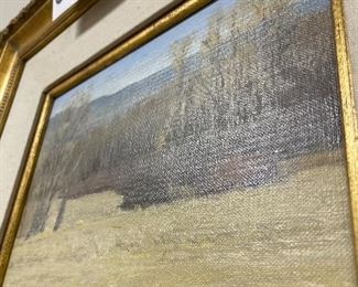 Lot 6092. $300.00. Tom Eversman Gold framed oil on Board; Pastoral Scene 22x19 framed and 12x9 image