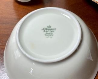 Lot 6163 $80.00. Seltmann Weiden Bavaria Dishes with Mallard Ducks (5 dinner plates, 2 mugs, 1 saucer) set of 4 vintage culver gold accented low ball glasses.