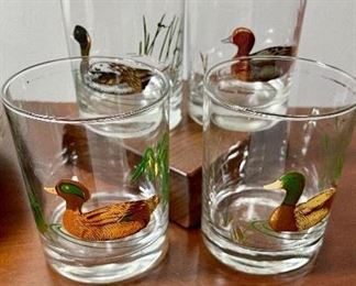 Lot 6163 $80.00. Seltmann Weiden Bavaria Dishes with Mallard Ducks (5 dinner plates, 2 mugs, 1 saucer) set of 4 vintage culver gold accented low ball glasses.