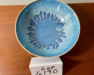 Lot 6190.$72.00 Arita Blue Chinese Quail scalloped bowl (6"dia x 2.25"t) and Platter (12"w), and a R. Spangler Bowl (8.5"dia x 2.5"t) have a similar smaller bowl in 6099.