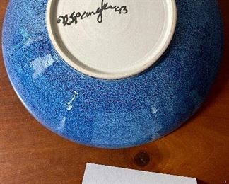 Lot 6190.$72.00 Arita Blue Chinese Quail scalloped bowl (6"dia x 2.25"t) and Platter (12"w), and a R. Spangler Bowl (8.5"dia x 2.5"t) have a similar smaller bowl in 6099.