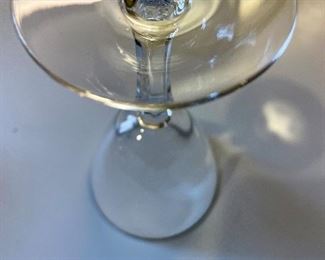 Lot 6191. $40.00. Ten Fostoria clear stems w/silver rim for champagne or sorbet (5.5"t) with 2 larger cordial (5.25"t) and 5 small cordials