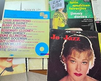 Lot 6188. $24.00. 8 LPs. The best of Bing, Pavarotti, RCA Victor Chevrolet Golden Anniv. Album, Jo's Jazz, Favorite Hymns, Artie Shaw, Latin America Favorites- Jimmy Dorsey, Helen O'Connel