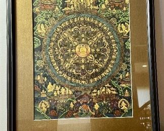Lot 6140. $150.00. Ornate paper or parchment artwork with gold details. This is well framed and I am sure the homeowners paid a premium for it!