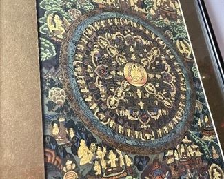 Lot 6140. $150.00. Ornate paper or parchment artwork with gold details. This is well framed and I am sure the homeowners paid a premium for it!