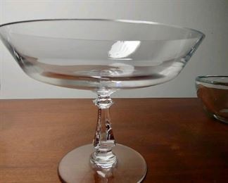 Lot 6172. $66.00. Val St. Lambert Pedestal Candy Dish and 2 thumb print bowls.