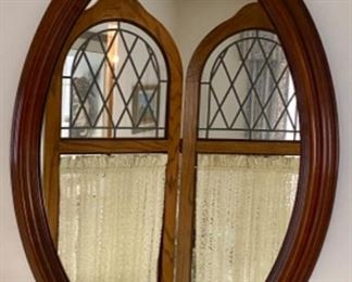 Lot 6048. $75.00. Vintage Dark Wood Framed Oval Mirror in GREAT condition! 33"h x 26"w