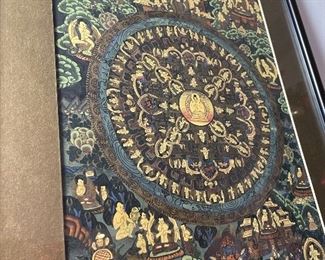 Lot 6140. $150.00. Ornate paper or parchment artwork with gold details. This is well framed and I am sure the homeowners paid a premium for it!