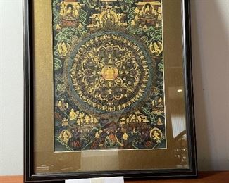 Lot 6140. $150.00. Ornate paper or parchment artwork with gold details. This is well framed and I am sure the homeowners paid a premium for it!