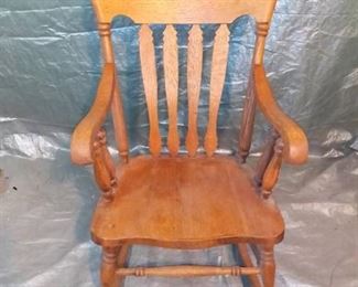 Antique Wooden Rocking Chair - Broken Rocking Foot As Pictured