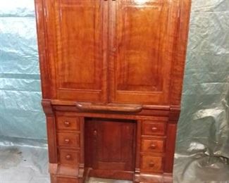 Antique Wooden Roll Top Desk - As Pictured