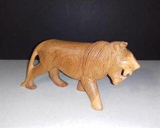 Hand Carved Wood Lion