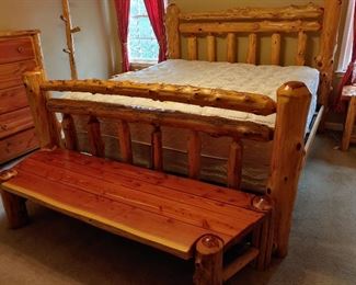 7 Piece King Size Red Cedar Log Bedroom Suite