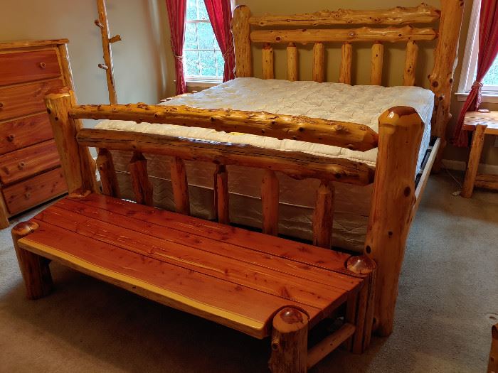 7 Piece King Size Red Cedar Log Bedroom Suite