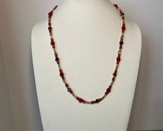 multiple stone and sterling necklace - 26 inches in length - price 20 dollars  