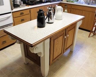 kitchen island 26" x 61"; two cabinets, with drawers