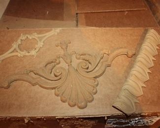 ornamental plaster castings; three cases full
