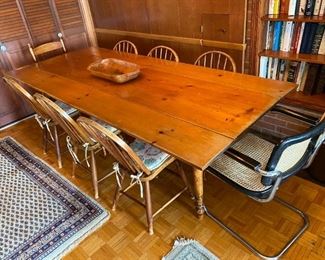 Vintage Pine Drop Leaf FarmTable                                           91" long x 39" wide (with leaves)                                                 
19 3/4" wide (w/o leaves)
