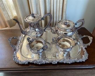 Silver Tea Set-Hand Chased English Design Sheffield Reproduction 1716