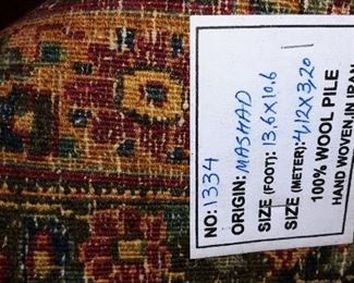 Mashad 100 Wool Pile Rug 13.6'x 10.6'