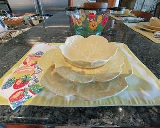 Sur La Table Casual Dining Ware - 13 pcs - Yellow Cabbage Leaf Pattern