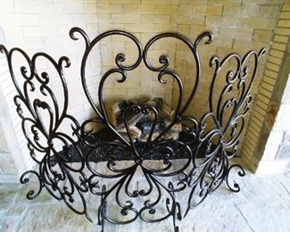 Ornate Iron Fireplace Screen
