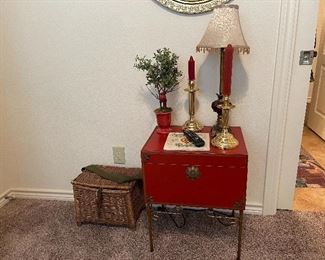 Red Bee Box Occasional Table with Metal Base