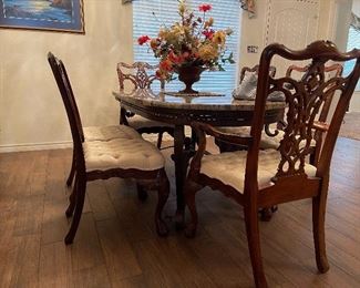 Granite Top Dining Table with Metal Base