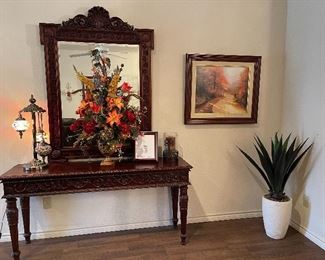 Antique Style Console Table and Mirror