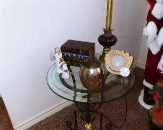 Glass top metal base occasional table