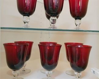 Red Crystal Goblets - 10 pcs
