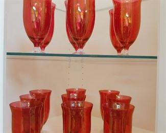 Red Crystal Goblets - 16 pcs