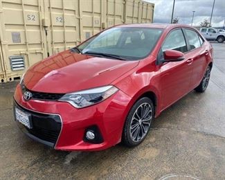 104 * 2015 Toyota Corolla S CURRENT SMOG SEE VIDEO
CURRENT SMOG
SEE VIDEO...
Year: 2015
Make: Toyota
Model: Corolla
Vehicle Type: Passenger Car
Mileage:48758
Plate: 7HCE698
Body Type: 4 Door Sedan
Trim Level: CE; S; LE
Drive Line: FWD
Engine Type: L4, 1.8L; DOHC 16V; VVT-i
Fuel Type: Gasoline
Horsepower:
Transmission: automatic
VIN #: 5YFBURHE9FP322636
Doc Fee:  $70
Smog:  $55
DMV Registration Fee:  $325.00
Transfer:  $15.00

Features and Notes:
sold on application for duplicate title,