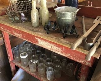 fully loaded garage  overflowing with vintage retro-you name it STUFF - TOOLS CRAFTS -FURNITURE BOOKS - books on tape =lots of collecting at this one 