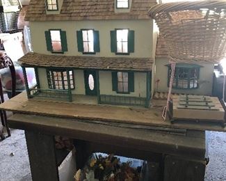 large wood custom  doll house    lots of toys at this one too