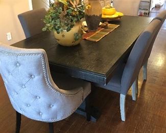  modern black dining table w / 2 different sets of chairs to pick from - for the pics we mixed and matched  