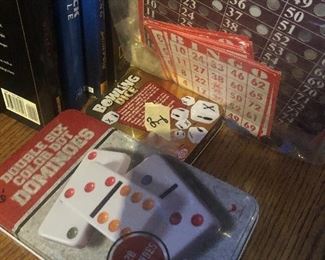 dominoes and card games and all kinds of family games -toys and such 
