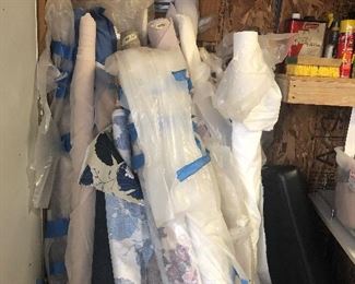bolts of silk and more fabric  