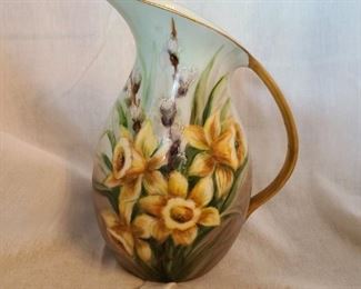 VINTAGE Hand painted - Floral multi-colored pitcher