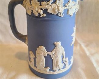 Wedgwood Blue Pitcher Braided Handle Neoclassical - Made in England 