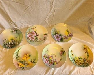 THOMAS SEVRES Bavaria Hand Painted Plates (6 total) - "signed"