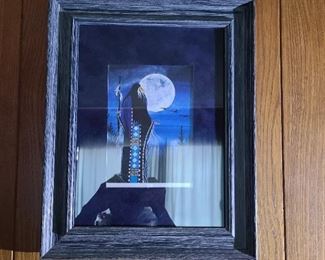 Blue Moon Light American Indian Artwork - FRAMED and Matted