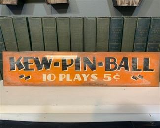 Sign for the pre-war Pin Ball Machine