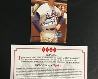 Signed Sandy Koufax Picture with Certificate of Authenticity: