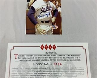 Signed Sandy Koufax Picture with Certificate of Authenticity: