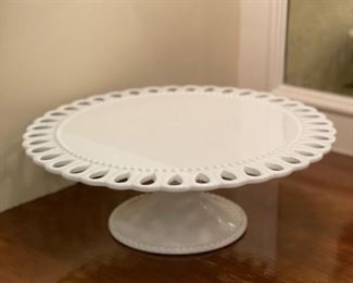 I. Godinger & Co. Cake Plate with simple lace edging. Measures 14" D. Photo 1 of 2