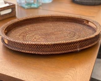 Woven Rattan Serving Tray.