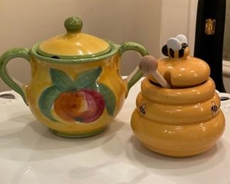 Ceramic Sugar Jar & Honey Jar.