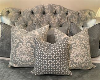 AL Vivo King Tufted Headboard. Upholstered in Randolph & Hein Shanghai Garden fabric. Photo 1 of 2