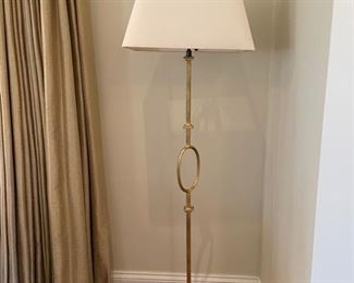 AVAILABLE FOR PRESALE! ($1,500 + 20% MARKUP) Mattaliano Standard Poillerat Oval Floor Lamp. Wrought Iron with 22K gold leaf finish. 60W bulb
